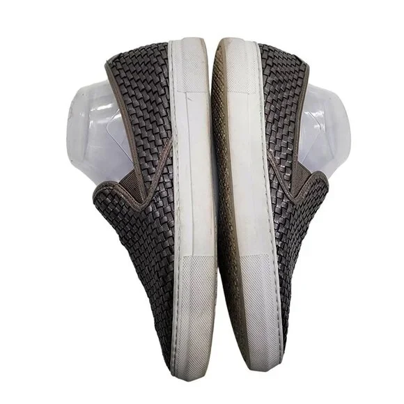 J/Slides S6 Flynn Slip Ons Silver Leather Woven Loafers Women's Size 10 - Picture 7 of 12